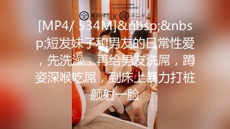 [MP4/ 534M]&nbsp;&nbsp;短发妹子和男友的日常性爱，先洗澡，再给男友洗屌，蹲姿深喉吃屌，到床上暴力打桩颜射一脸